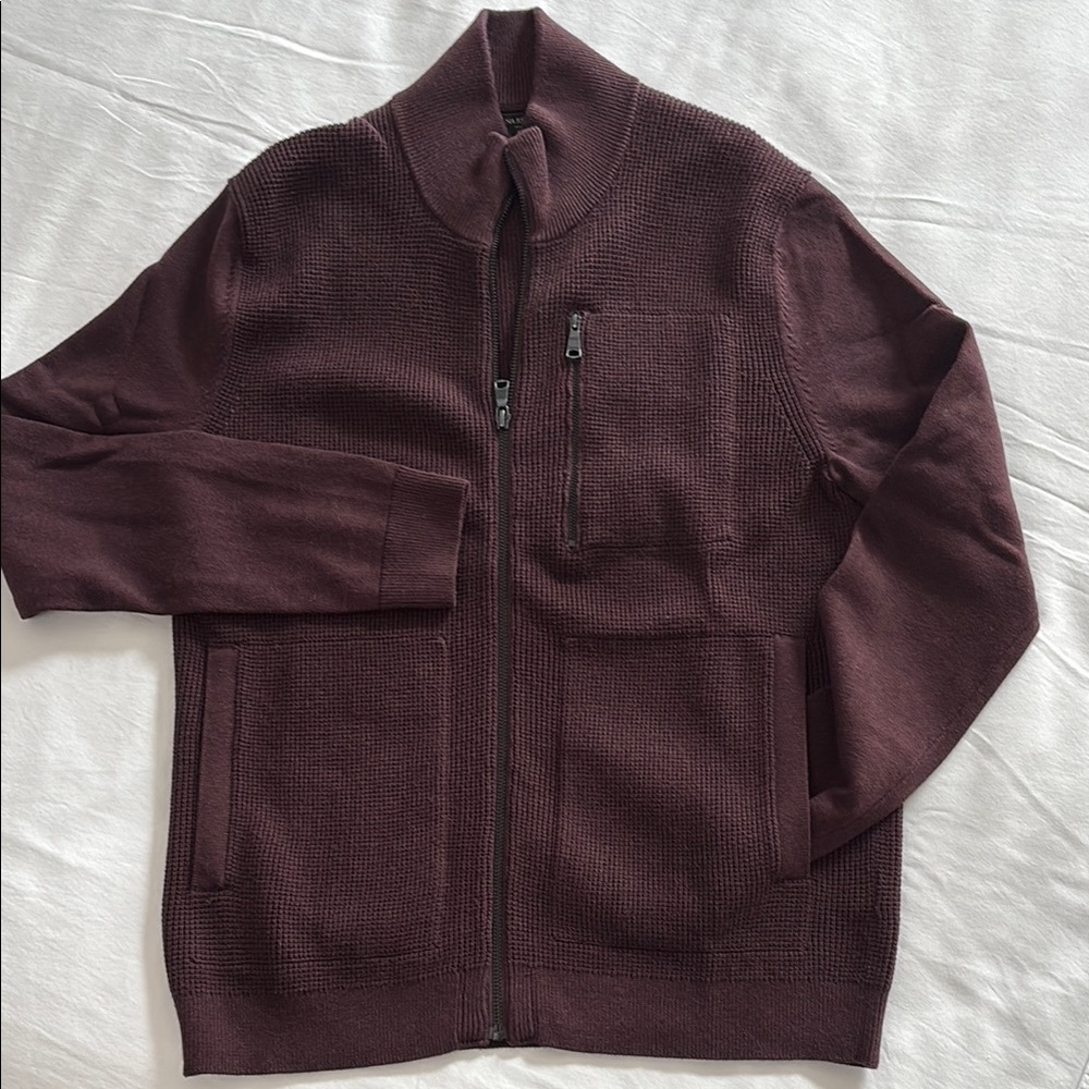 Banana Republic Men's Maroon Zip-Up Sweater NWTs sz M